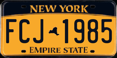 NY license plate FCJ1985