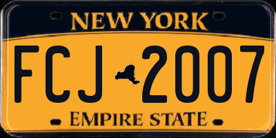 NY license plate FCJ2007