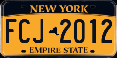 NY license plate FCJ2012