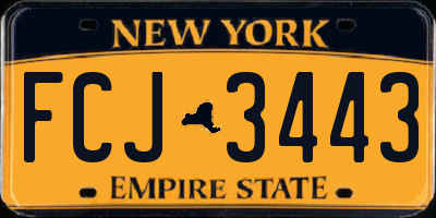NY license plate FCJ3443