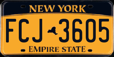 NY license plate FCJ3605