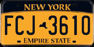 NY license plate FCJ3610