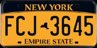 NY license plate FCJ3645