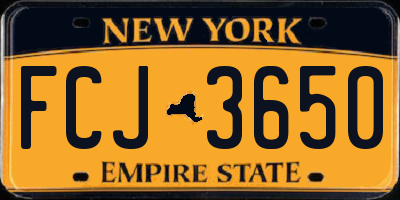 NY license plate FCJ3650