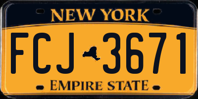 NY license plate FCJ3671