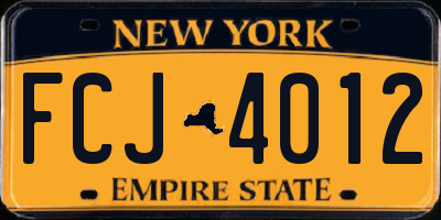 NY license plate FCJ4012