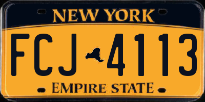 NY license plate FCJ4113