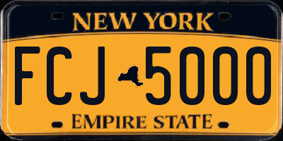 NY license plate FCJ5000