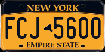 NY license plate FCJ5600