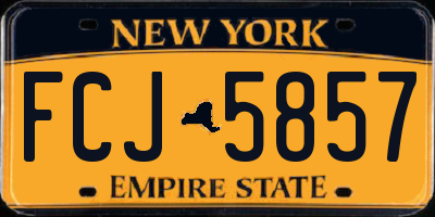 NY license plate FCJ5857