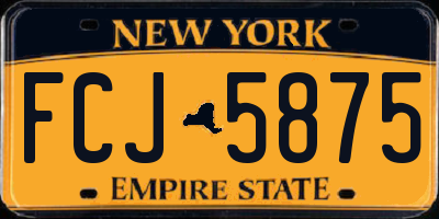 NY license plate FCJ5875
