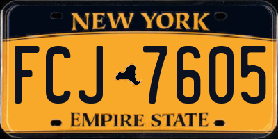 NY license plate FCJ7605