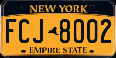 NY license plate FCJ8002