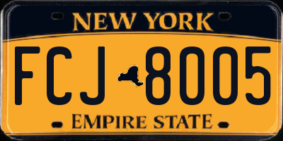 NY license plate FCJ8005