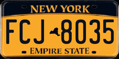 NY license plate FCJ8035