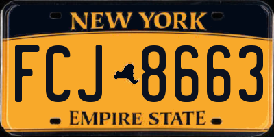 NY license plate FCJ8663