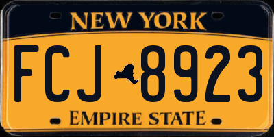 NY license plate FCJ8923