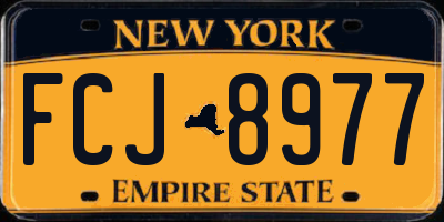 NY license plate FCJ8977