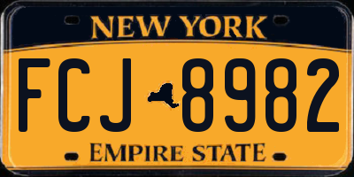 NY license plate FCJ8982