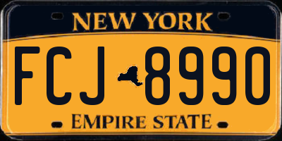 NY license plate FCJ8990