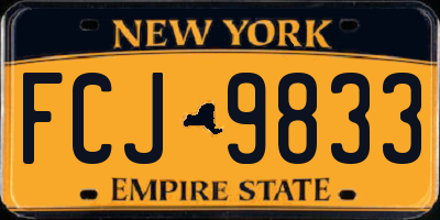 NY license plate FCJ9833