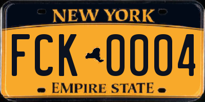 NY license plate FCK0004