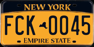NY license plate FCK0045