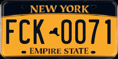 NY license plate FCK0071