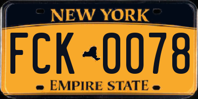 NY license plate FCK0078