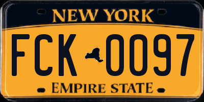NY license plate FCK0097