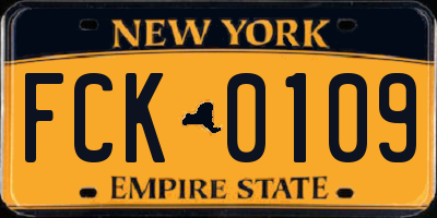 NY license plate FCK0109