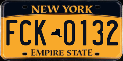 NY license plate FCK0132