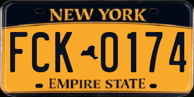 NY license plate FCK0174