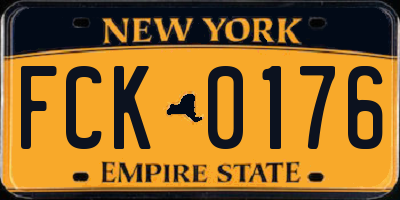 NY license plate FCK0176