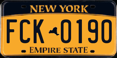 NY license plate FCK0190