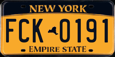 NY license plate FCK0191