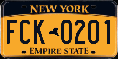 NY license plate FCK0201