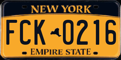 NY license plate FCK0216