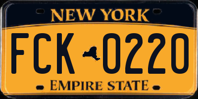 NY license plate FCK0220