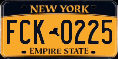 NY license plate FCK0225
