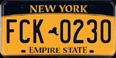 NY license plate FCK0230