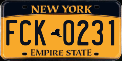 NY license plate FCK0231