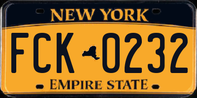 NY license plate FCK0232