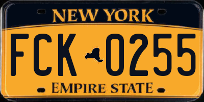 NY license plate FCK0255