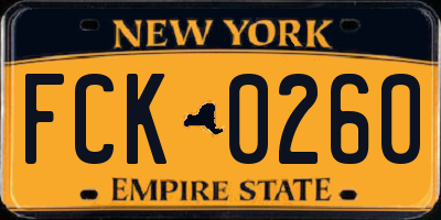 NY license plate FCK0260