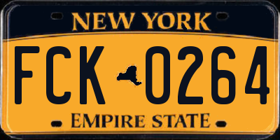 NY license plate FCK0264