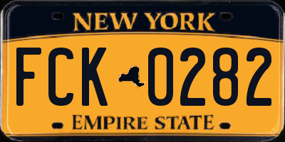 NY license plate FCK0282