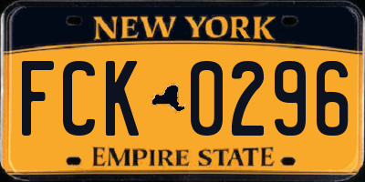 NY license plate FCK0296