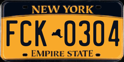 NY license plate FCK0304