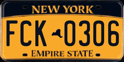 NY license plate FCK0306